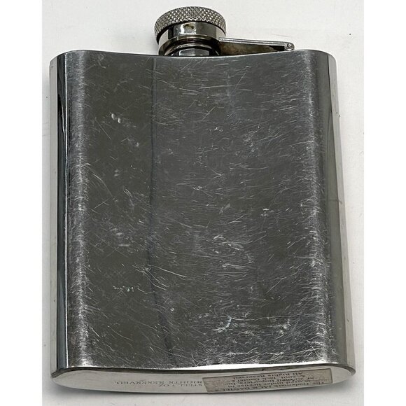 2002 JACK DANIELS Whiskey 7oz Stainless Steel Etched Logo Pocket HIP FLASK HTF - Picture 3 of 6